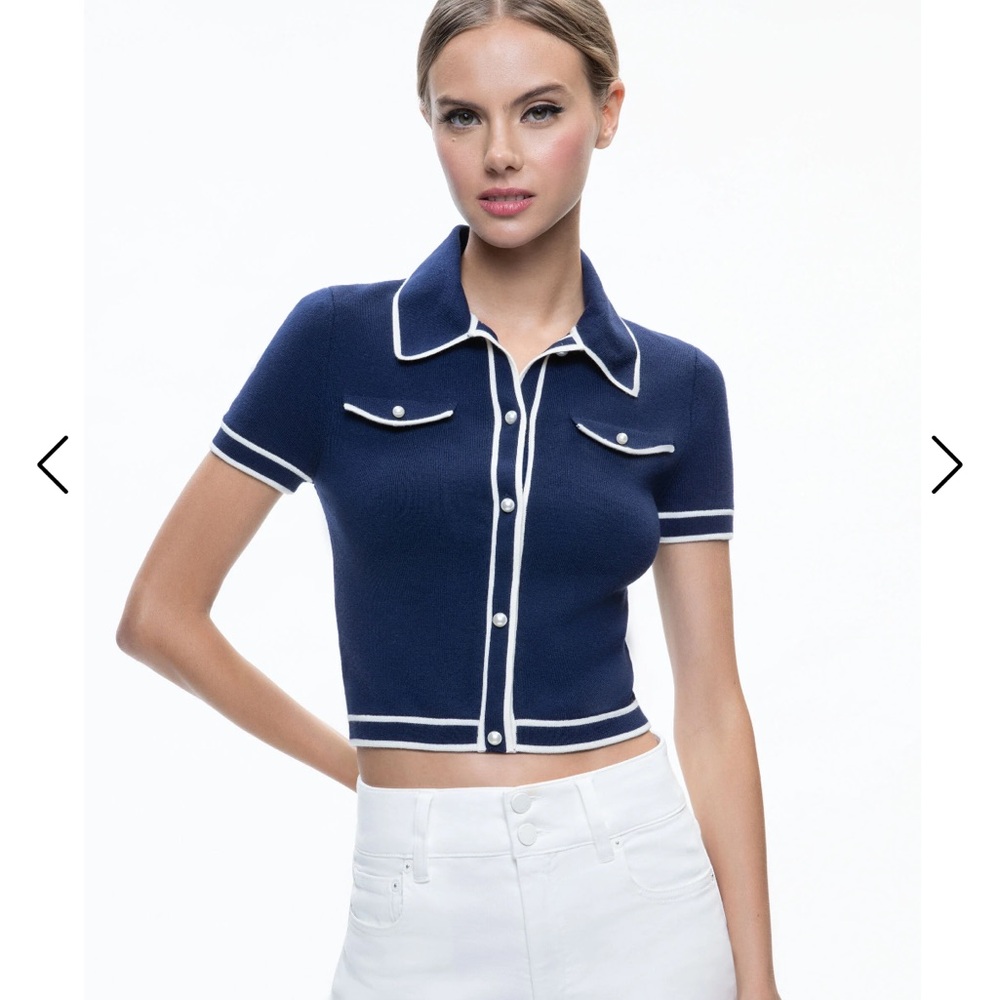 Alice + Olivia MARLENA BUTTON FRONT POLO